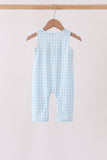 Blue Candy Cane Embroidery Gingham JonJon