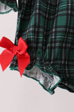 Forest Plaid Smocked Bow Bubble