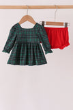 Forest Plaid Smocked Bloomer Set