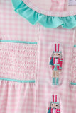 Pink Nutcracker Smocked Ruffle Bubble