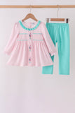 Pink Nutcracker Smocked Ruffle Pants Set