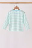 Mint Nutcracker Embroidery Stripe Top