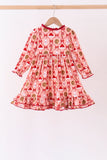 Pink Candy Cane Bow Ruffle Bamboo Dress