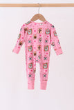 Pink Snowman Ruffle Bamboo Romper