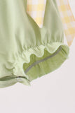 Green Princess Frog Embroidery Ruffle Bubble