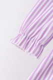 Purple Stripe Frozen Embroidery Ruffle Pants Set