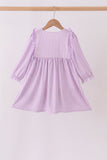 Purple Stripe Frozen Embroidery Dress