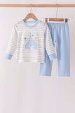 Blue Castle Applique Stripe Pants Set