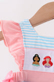 Blue Stripe Princess Embroidery Ruffle Bubble