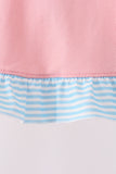 Pink Princess Embroidery Stripe Ruffle Bloomer Set