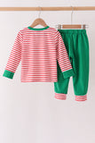 Red Nutcracker Embroidery Stripe Pants Set