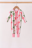 Pink Bow Zip Bamboo Romper