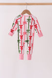 Pink Bow Zip Bamboo Romper