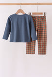 Blue Nativity Embroidery Pants Set