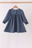 Blue Nativity Embroidery Ruffle Dress