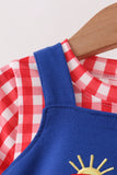 Blue Fire Truck Applique Gingham 2pc Set