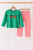 Green Reindeer French Knot Pants Set