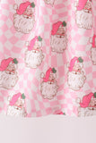 Pink Santa French Knot Ruffle Dress