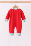 Red Christmas Tree Embroidery Romper