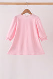 Pink Christmas Embroidery Dress