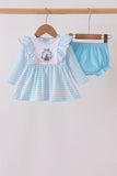 Blue Castle Embroidery Ruffle Bloomer Set