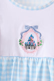 Blue Castle Embroidery Ruffle Pants Set