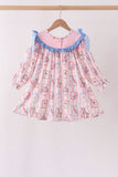 Pink Character Bow Embroidery Dress