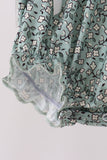 Green Farm Floral Embroidery Ruffle Bubble
