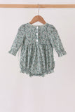 Green Farm Floral Embroidery Ruffle Bubble