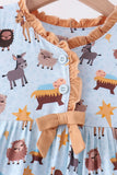 Blue Nativity Ruffle Bamboo Dress