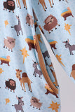 Blue Nativity Ruffle Bamboo Mom Dress