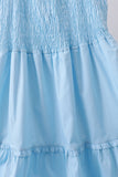 Blue smocked ruffle tiered dress