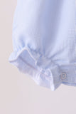 Blue turkey embroidery checkered ruffle bubble
