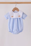 Blue turkey embroidery checkered bubble