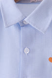 Blue turkey embroidery button down shirt