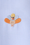 Blue turkey embroidery button down shirt