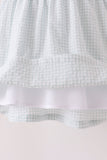 Green plaid turkey embroidery ruffle dress