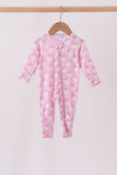 Pink christmas santa claus bamboo romper