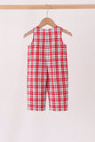 Red christmas tree truck embroidery plaid jonjon