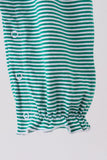 Green gingerbread embroidery stripe ruffle romper