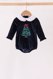 Navy christmas tree embroidery bubble