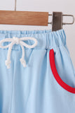 Blue deer embroidery pants set