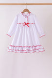 White bow ruffle dress