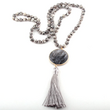 Precious Stone Tassel Statement Necklace