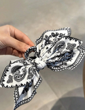 Black and White Print Bow Hair Clips